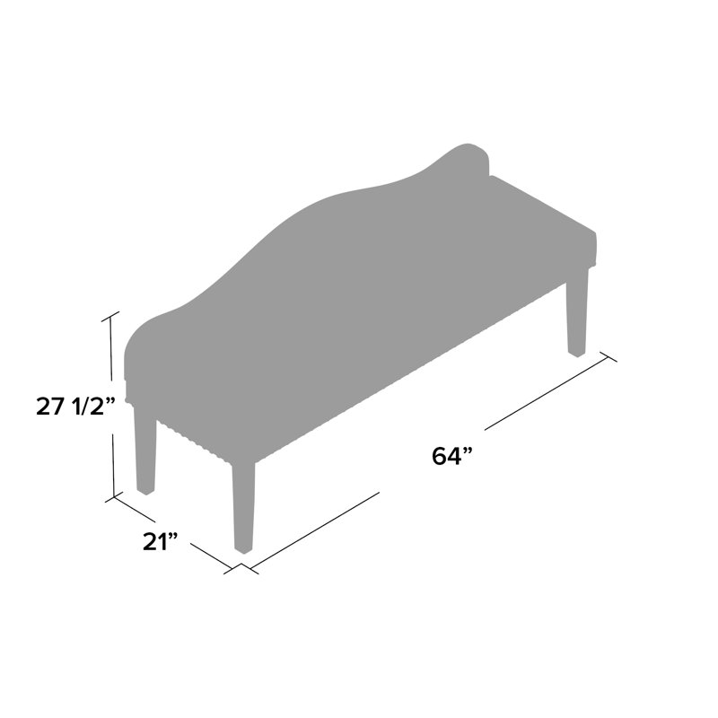 Banc en similicuir Hambright, Rose, H 27,5 po x l 64 po x P 21 po