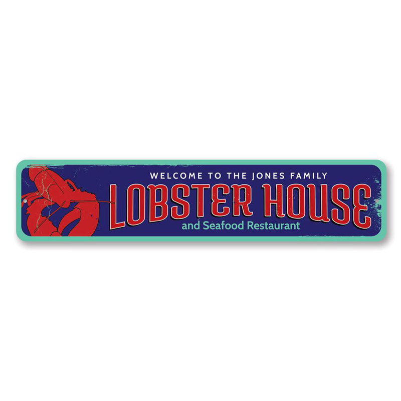 Plaque en aluminium Lobster Shack, H 6 po x l 24 po x P 0,06 po