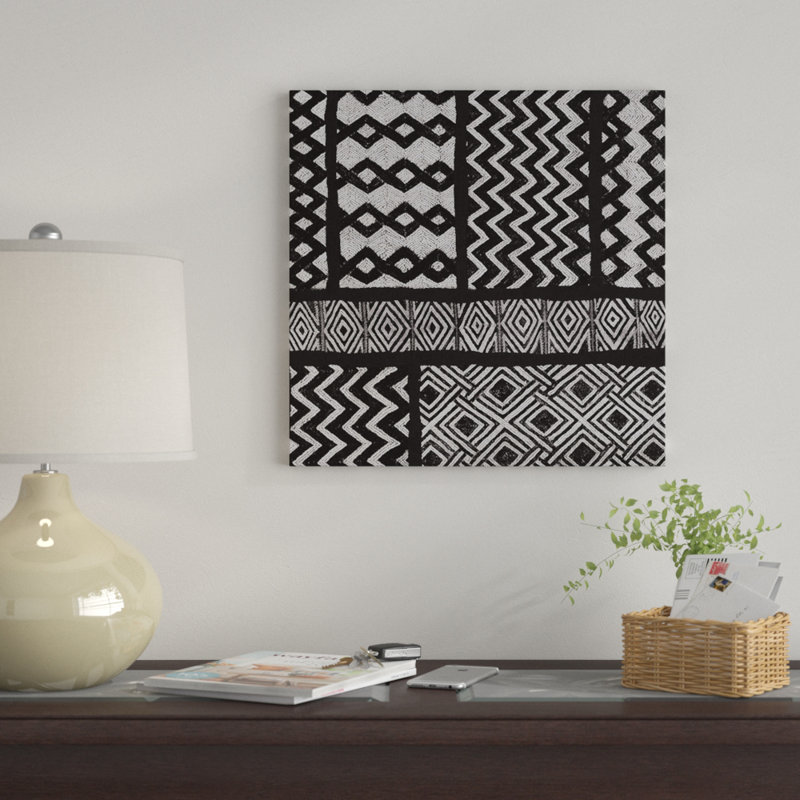 «Kuba Abstract, B&W IV» par Sue Schlabach, reproduction sur toile tendue sur châssis, H 12 po x l 12 po x P 1,5 po