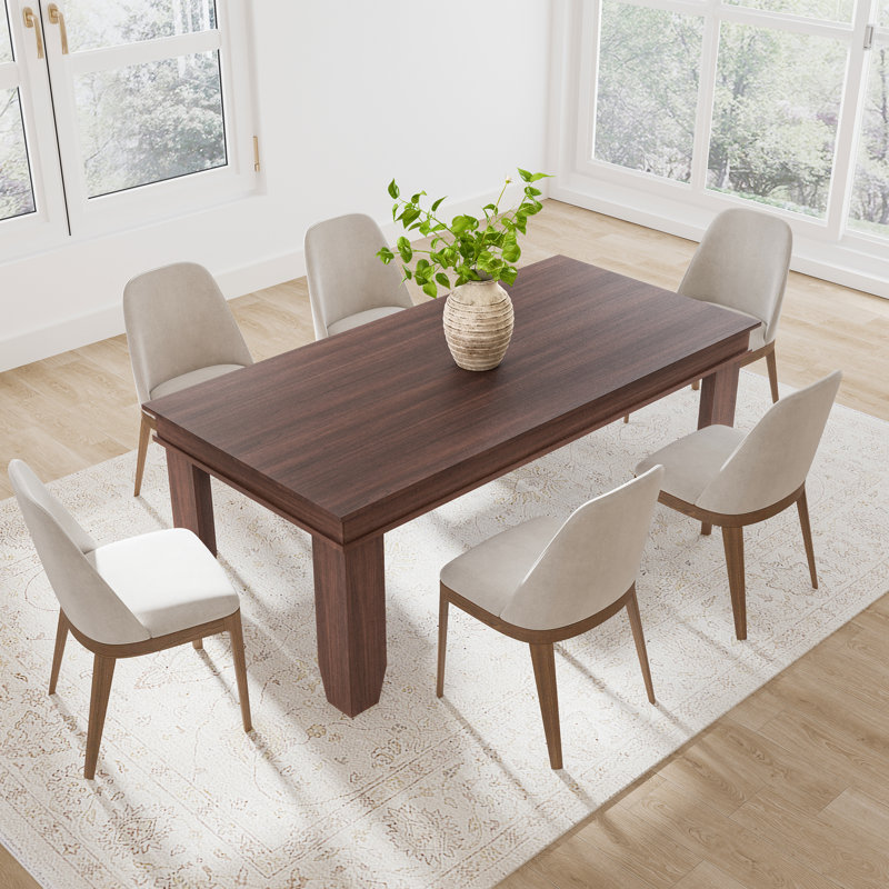 70.87" Farmhouse Dining Table for 6-8 People, Long Wooden Kitchen Table with Sturdy Frame & Rustic Brown Finish, Rectangular Dinner Table for Dining Room, Kitchen, Conference Room, Brown