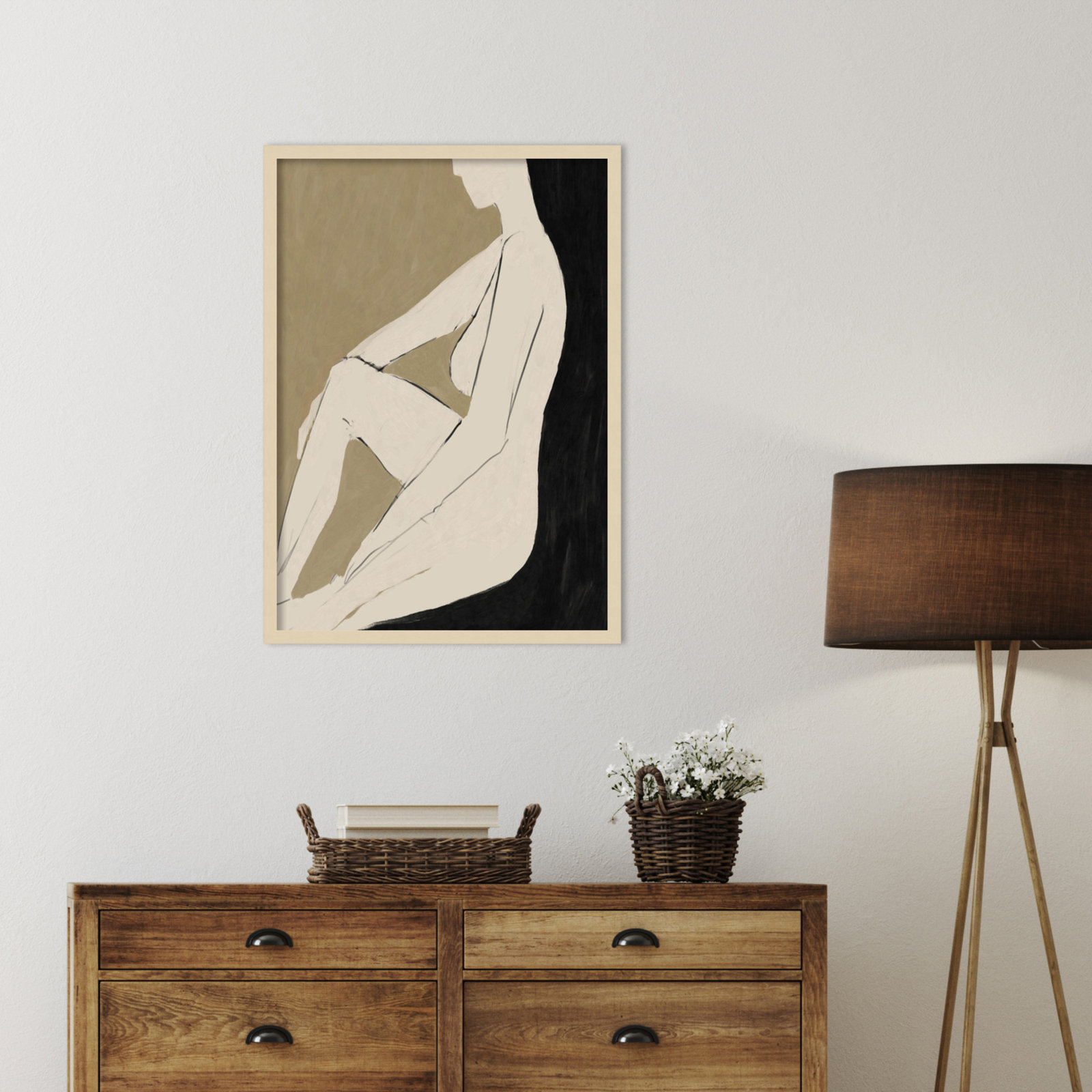Chamois "Chill" Print by Dan Hobday, Brown Framed, 33" H x 24" W