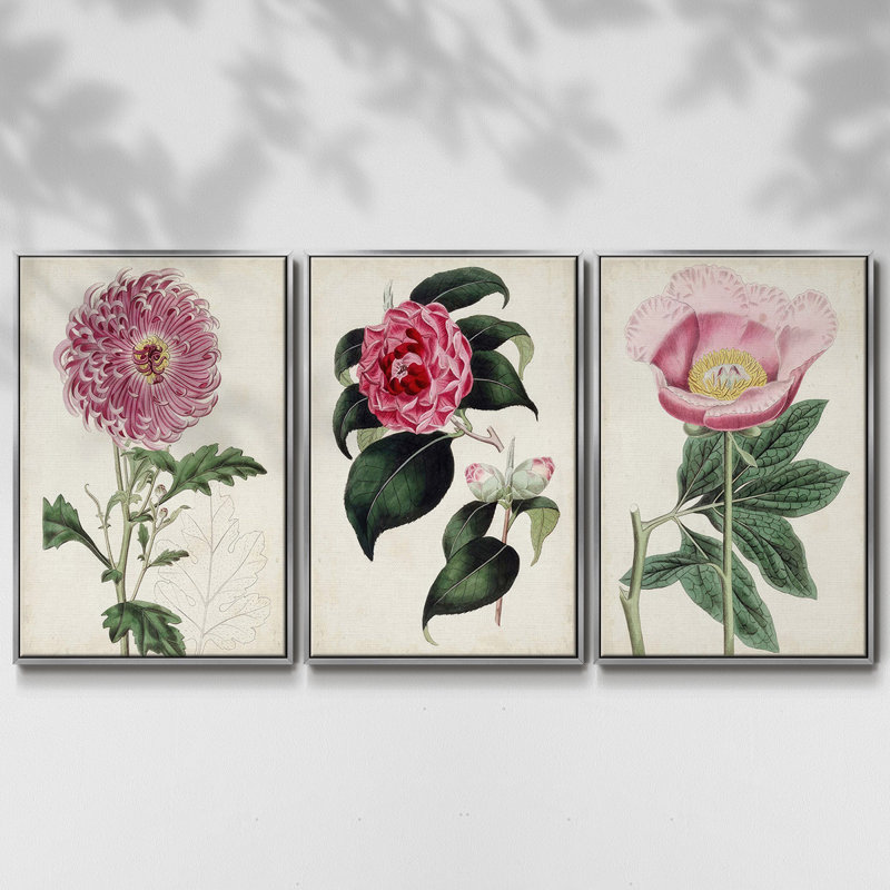 Ensemble de 3 pièces sur toile moyenne, H 36 po x l 72 po x P 2 po, Encadrement argenté