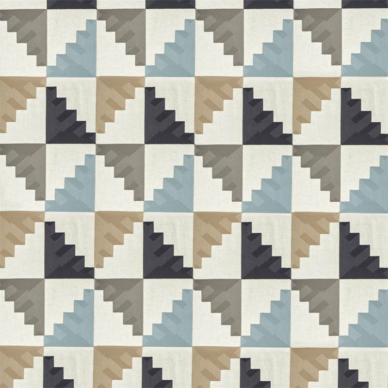 Mehari Fabric, Sky/Maize/Charcoal