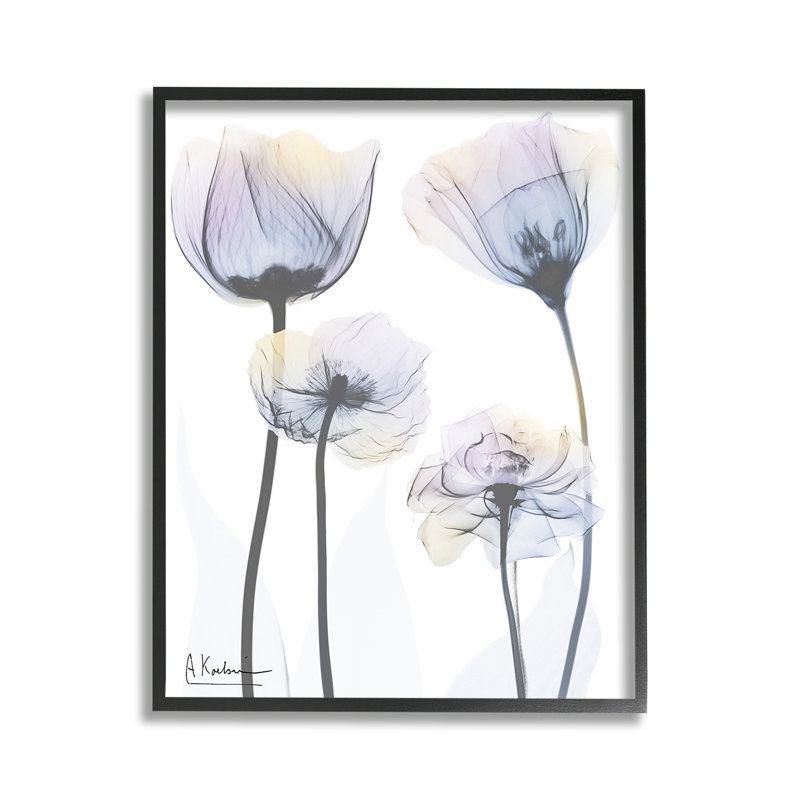 Fleurs subtiles, giclée, art par Albert Koetsier, H 14 po x l 11 po, Giclée encadrée noir minuit