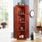 72" Tall Corner Display Unit With 8 Doors And Elegant Design Home Decorative Cabinet Cherry Finish