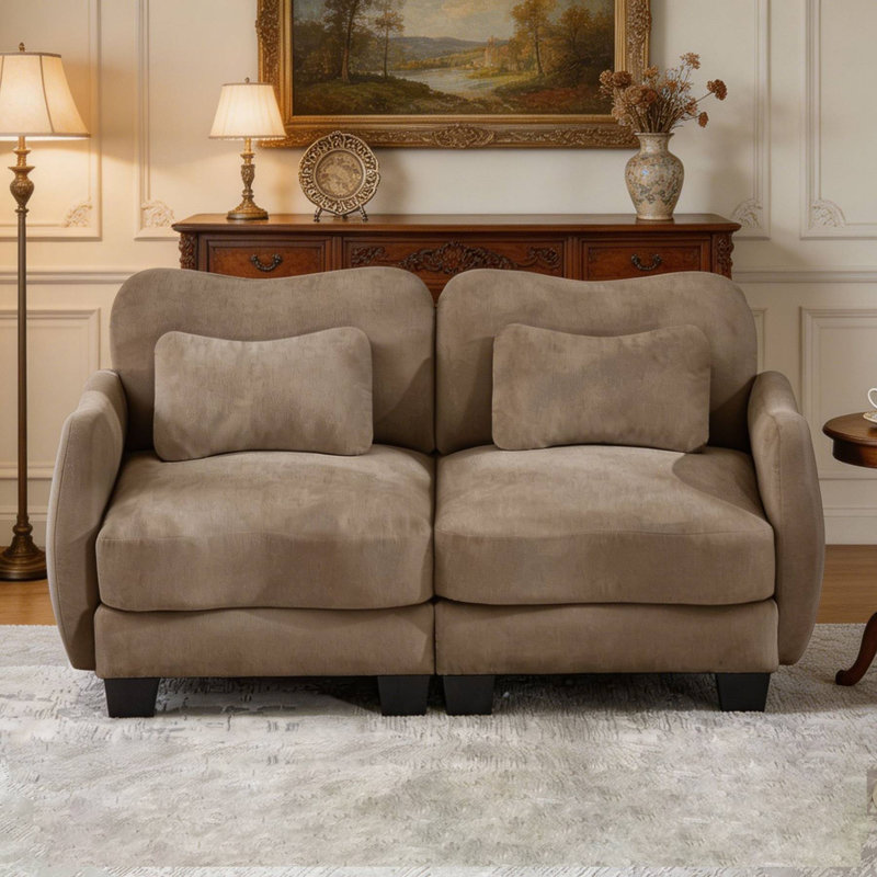 Canapé modulaire ergonomique rembourré en chenille, H 34,6 po x l 70,8 po x P 34,2 po, Coffee