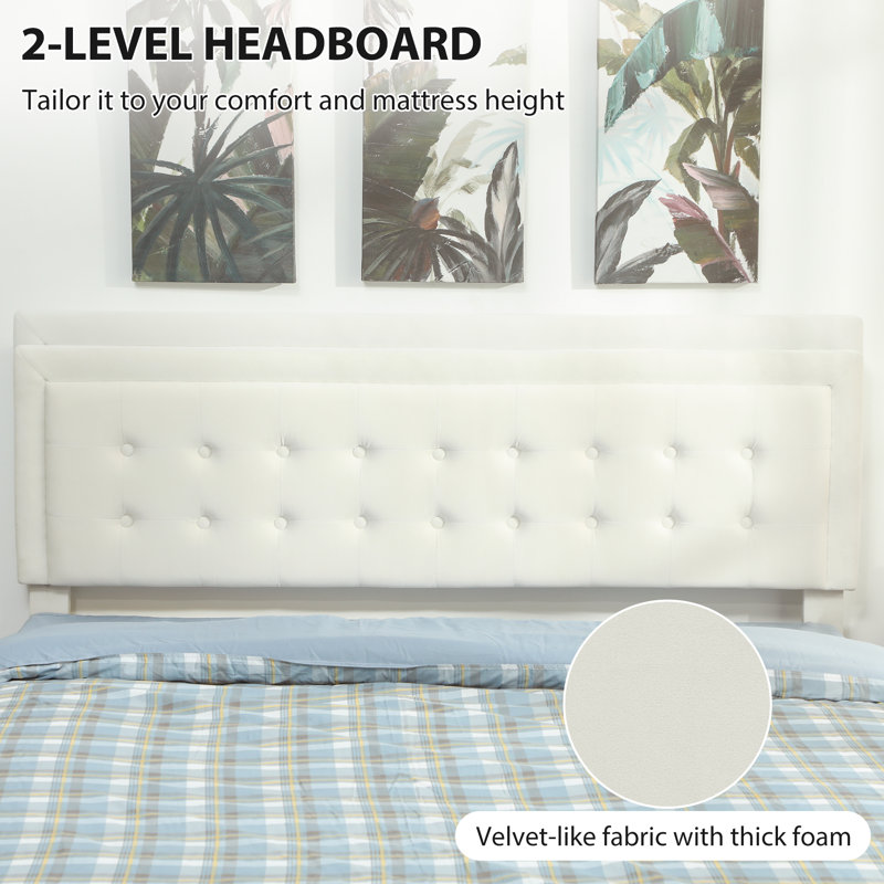 Upholstered Ottoman Bed, Cream