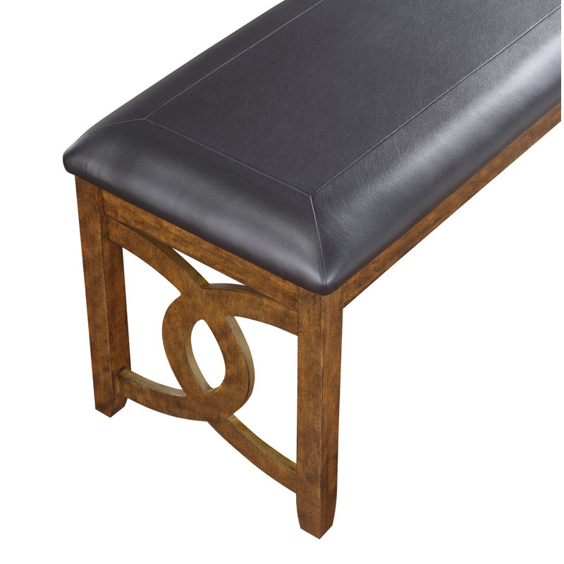 Ziemer Polyester Blend Upholstered Bench, Black/Brown