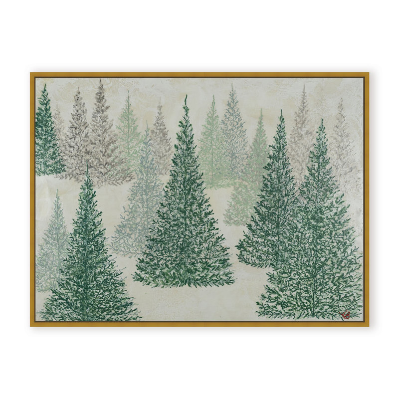 Nature Inspired "Ethereal Pines" Canvas Wall Art By Karen Biery, 16" H x 24" W x 1.125" D, Framed Print, Brown