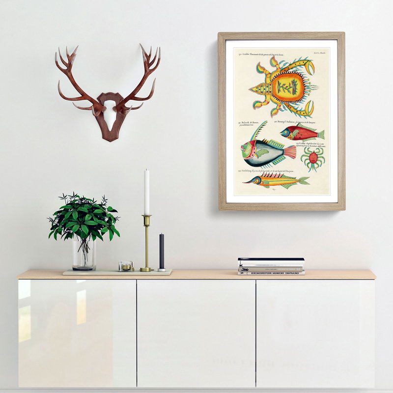 East Indies Fish & Crab Illustrations XLVI by Louis Renard - Picture Frame Painting Print, Oak Framed