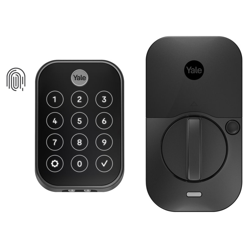 Verrou intelligent à écran tactile 2 touches avec verrou d'empreintes digitales et Bluetooth Yale Assure Lock, Noir mat