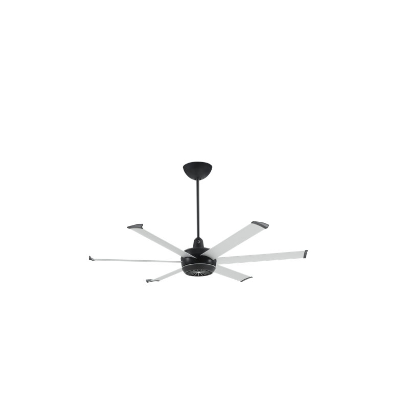 Turbo6 Smart Downrod Ceiling Fan, Brushed Silver, Anodized Aluminum