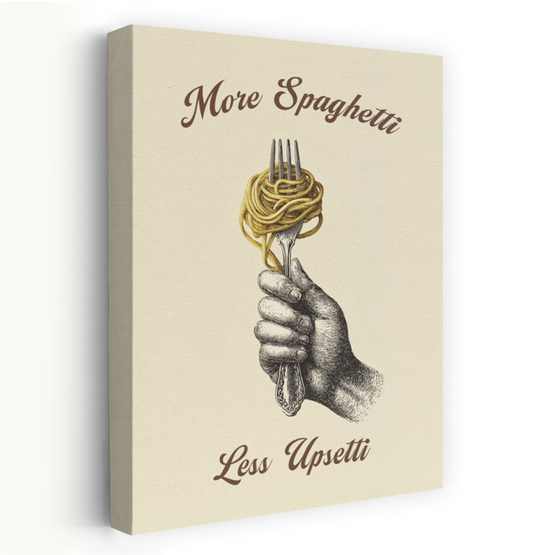 «More Spaghetti Less Upsetti», art mural rétro rustique rétro, H 36 po x l 24 po