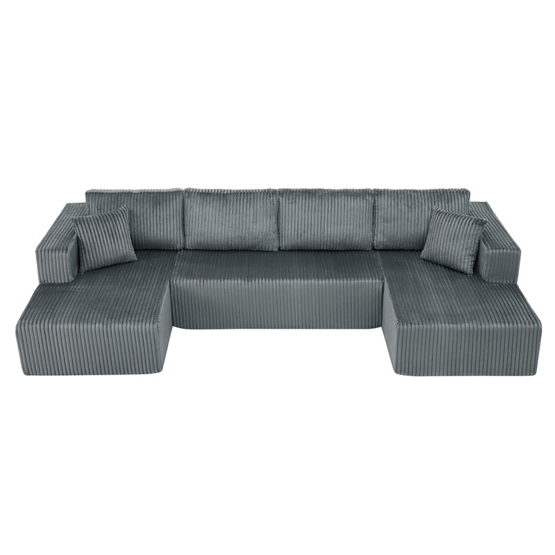 Canapé modulaire en U de 132 po, Gris foncé
