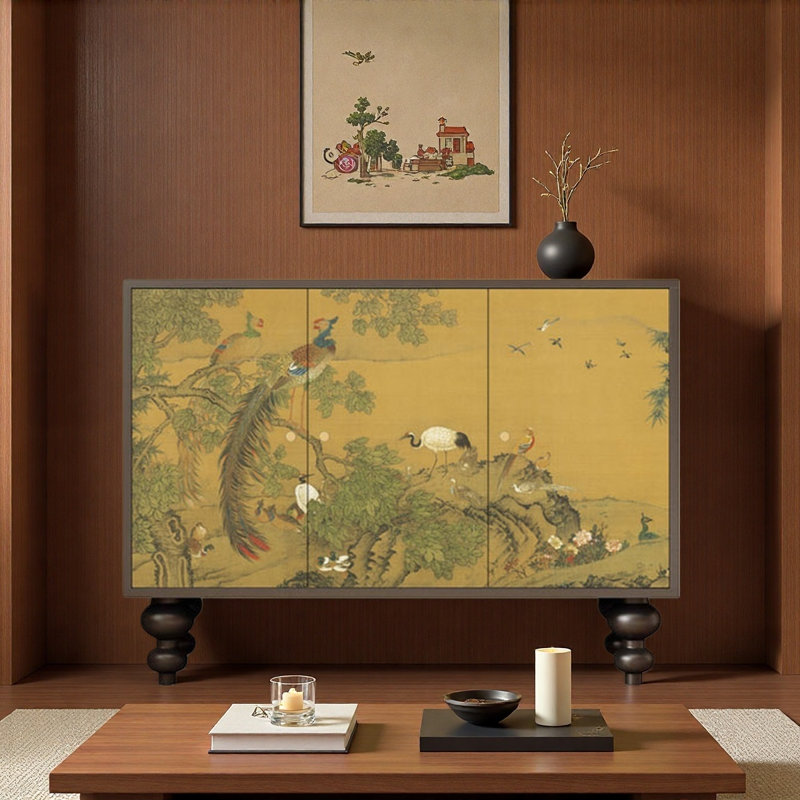 Armoire de rangement de style chinois, H 35,43 po x l 47,24 po x P 15,74 po