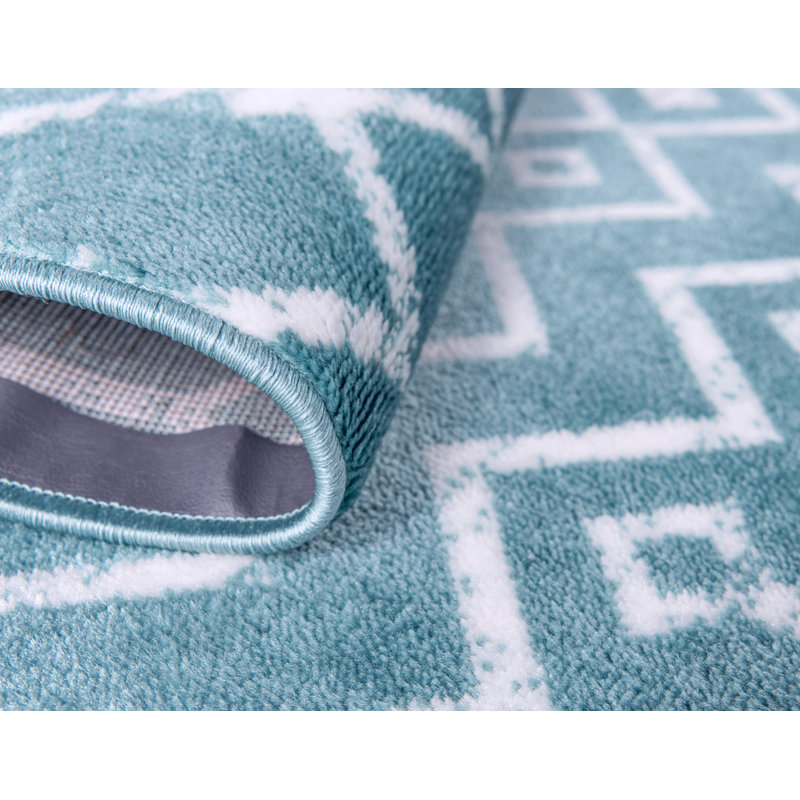 Tapis bleu sarcelle Avtepe, Rectangle 2 pi x 3 pi 1 po