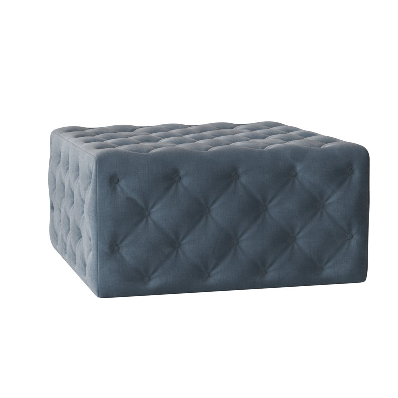 Liv Square Ottoman, Bella Ocean Performance Velvet