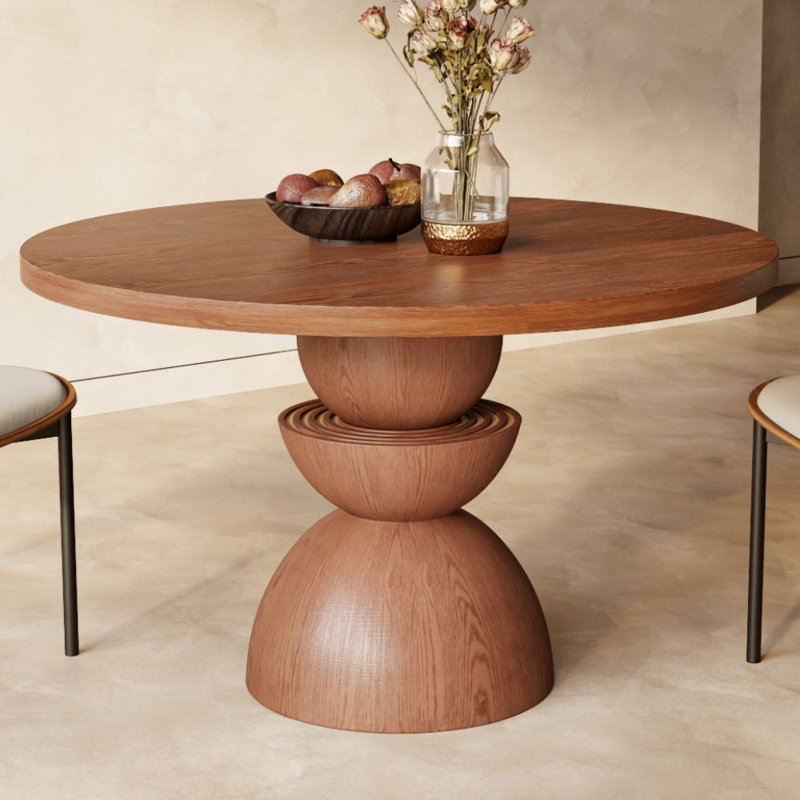 Breakfast Dining Table Solid Wood Warm Walnut 43", 29.52"H x 43.31"L x 43.31"W, Brown, Solid Wood