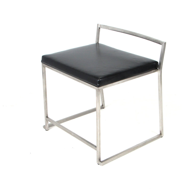 Derik 19'' H Faux Leather Upholstered Side Chair, Black, Silver