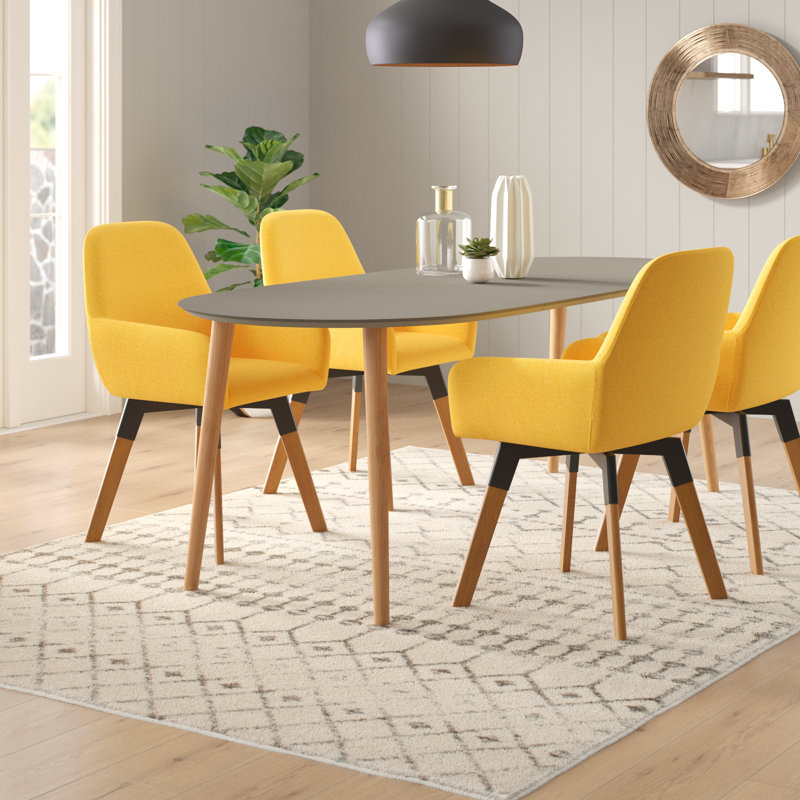 Aroya Linen Swivel Dining Armchair(Set of 4), Yellow
