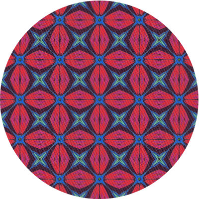 Rouge géométrique/Tapis décoratif bleu