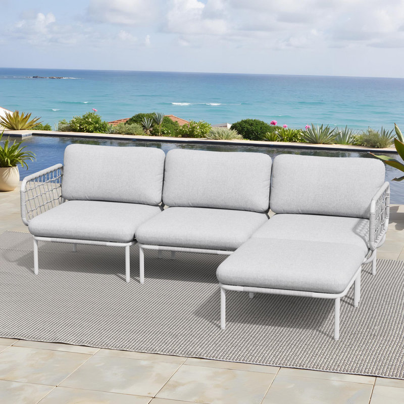 63'' Aluminum Outdoor Patio Sectional (Set of 2), Beige, 2