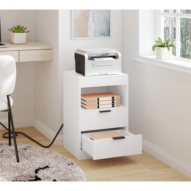 40cm W Manufactured Wood Bedside Table, White