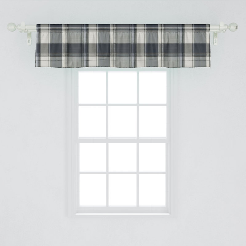 Plaid Light Filtering Satin Polyester Rod Pocket Valance