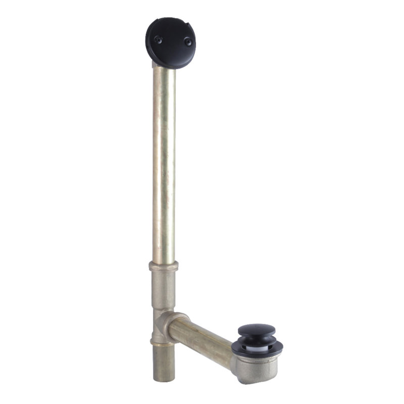 Kingston Brass Made To Match 21-Inch Brass Toe Touch Tub Waste and Overflow, Matte Black