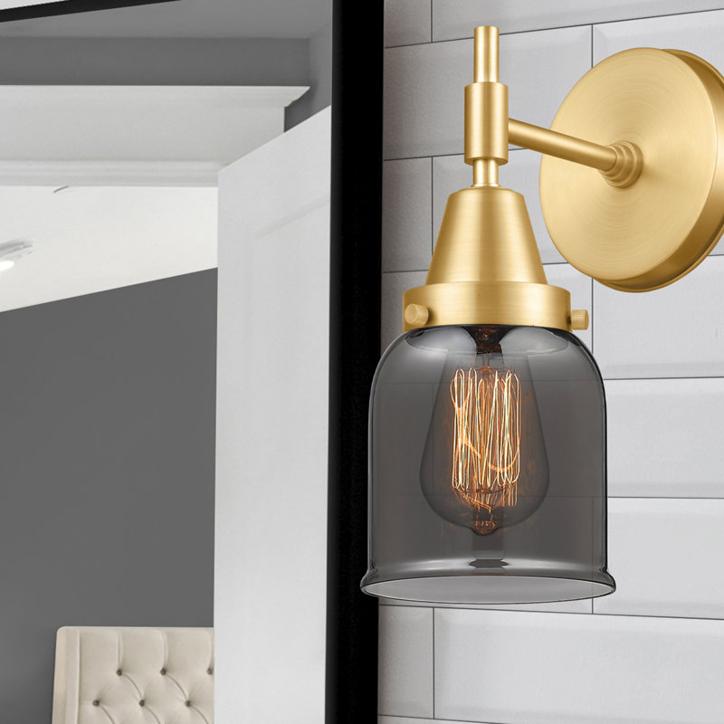 Amede - 1 Light 5" Sconce - Satin Gold Finish - Light Smoke Shade