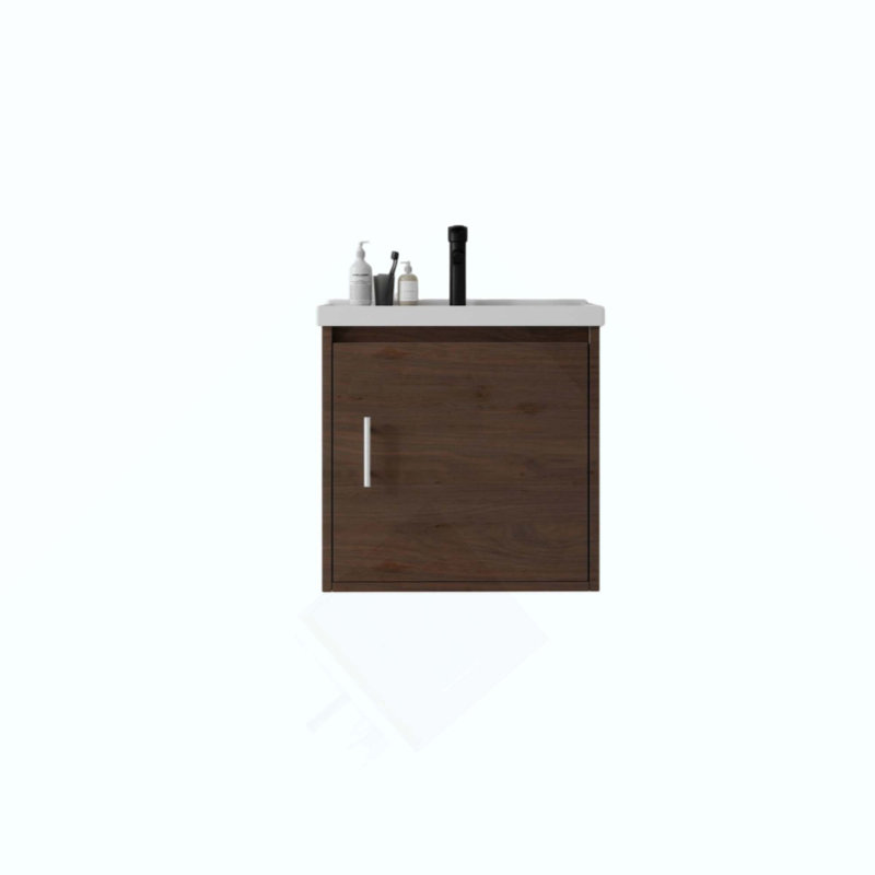 Meuble-lavabo flottant 20 po avec lavabo, porte à fermeture en douceur, lavabo en céramique, contreplaqué, Brown