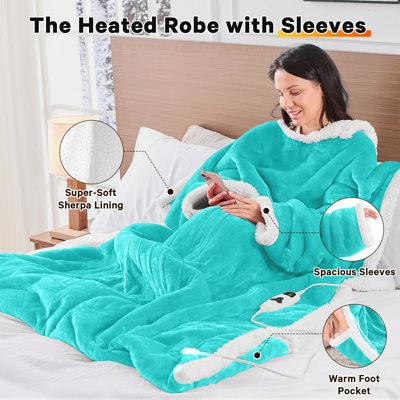 Jeté portable chauffant, châle poncho chauffant avec poches