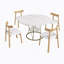 Ensemble de table de salle à manger, table de salle à manger extensible ronde avec base en métal, 4 chaises à structure en bois