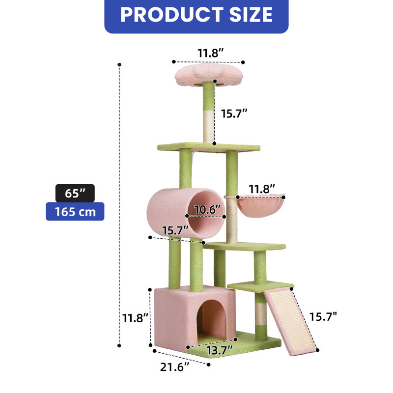 Flower-Style Cat Tree Tower with Detachable Perch