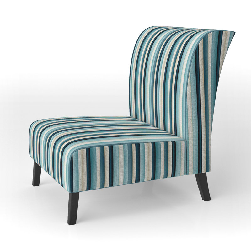 Fauteuil de chambre bleu et beige rayé Harmony