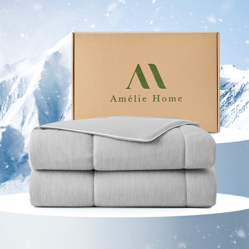 Cloud Texture Double-Sided Cooling Comforter For Hot Sleepers, Machine Washable, Heather Cool Gray, King Comforter