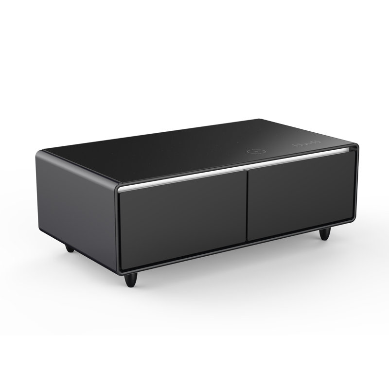 Forno Evoluto Tavolo 51-Inch Smart Coffee Table with Built-In Fridge, Bluetooth Speaker & Charging Ports, Black