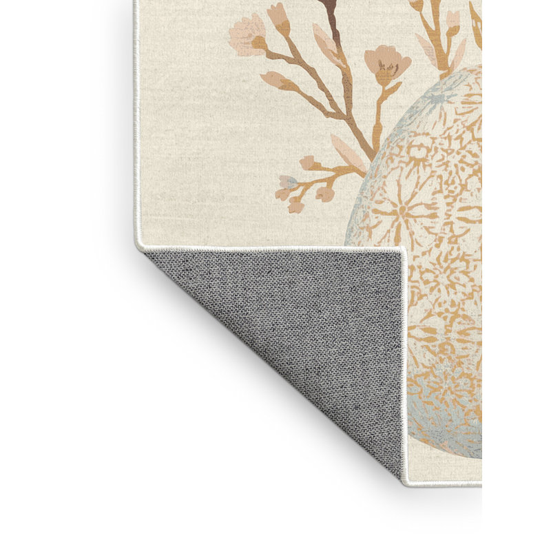 Machine Washable Pryer Easter Modern & Contemporary Abstract Rug in Beige – White Binding, 4x6