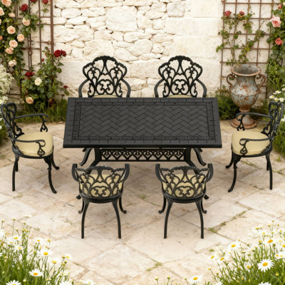 7-Piece Outdoor Patio Furniture Set For Backyard Barbecues & Garden Family Gatherings With Cushions
