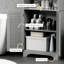 Armoire à linge grise pour salle de bain avec tablette réglable et 2 armoires, grand rangement autoportant étroit pour plusieurs pièces - intérieur respirant