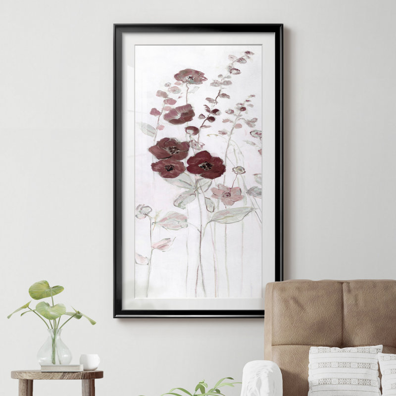 Fields of Burgundy Blush I - Cadre photo, reproduction d'art sur papier, H 10,5 po x l 18,5 po x P 1,5 po, Papier noir