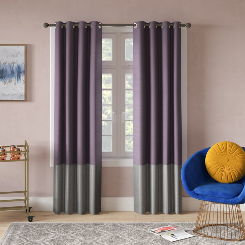 Semi Sheer Curtain Pair, Grey, 137cm W x 213cm L