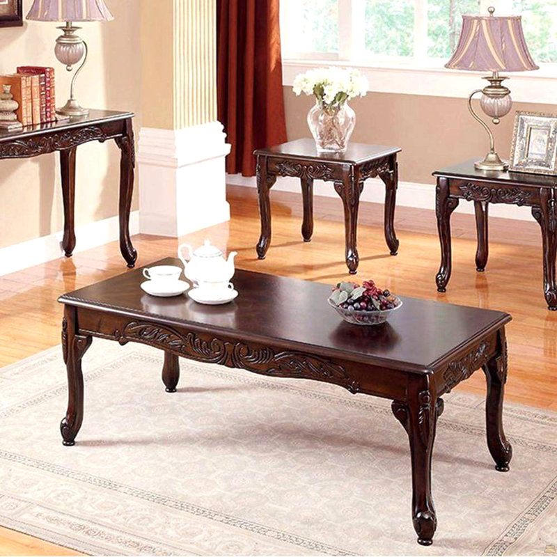 Table basse 3 pièces Pieds cabriole 1 table basse 2 tables de bout
