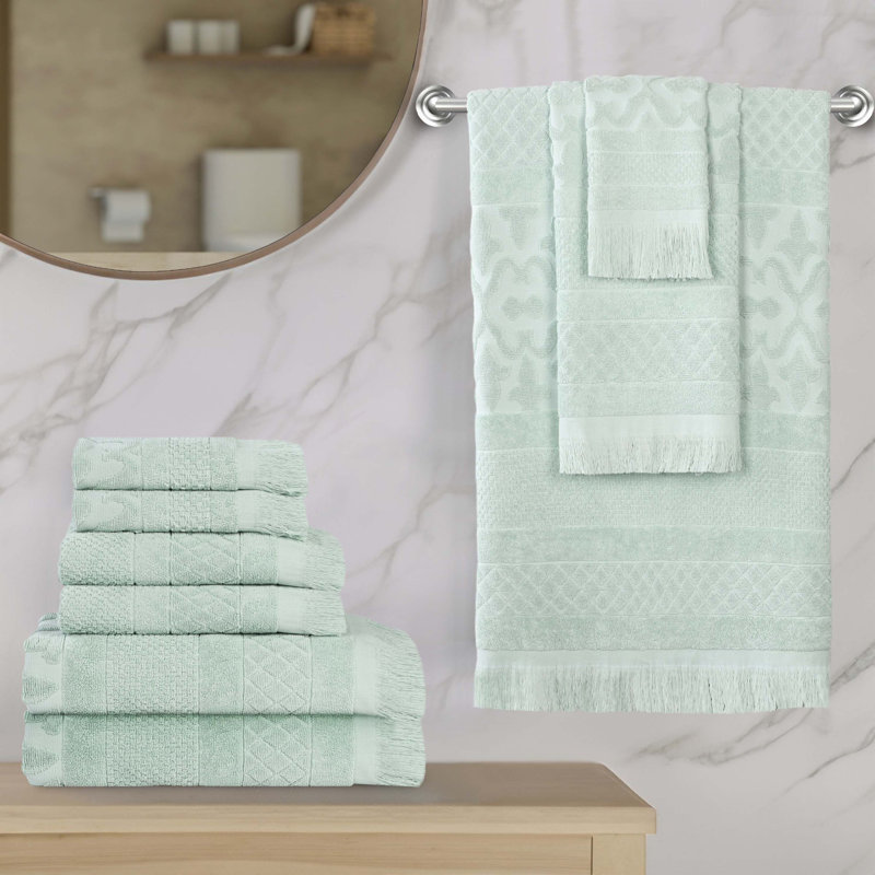 Serviette de bain Rolla, Ensemble de serviettes 9 pièces, Sauge