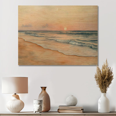Tranquil Beach Sunrise II - Art mural en bois nautique