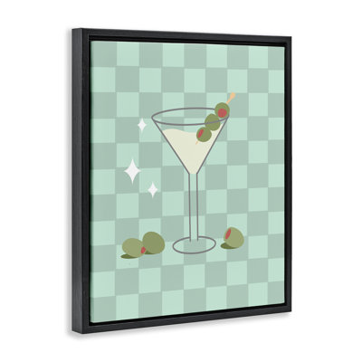 «Chequered Dirty Martini», art mural encadré noir sur toile flottante par Anna Quach