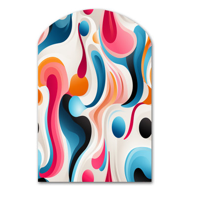 Pink And Blue Popart Trendy Patterns II - Abstract Irregular Wall Art - Arch Shape