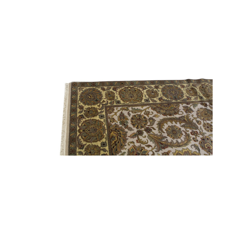 Tapis ivoire et doré de haute qualité noué à la main Trinity
