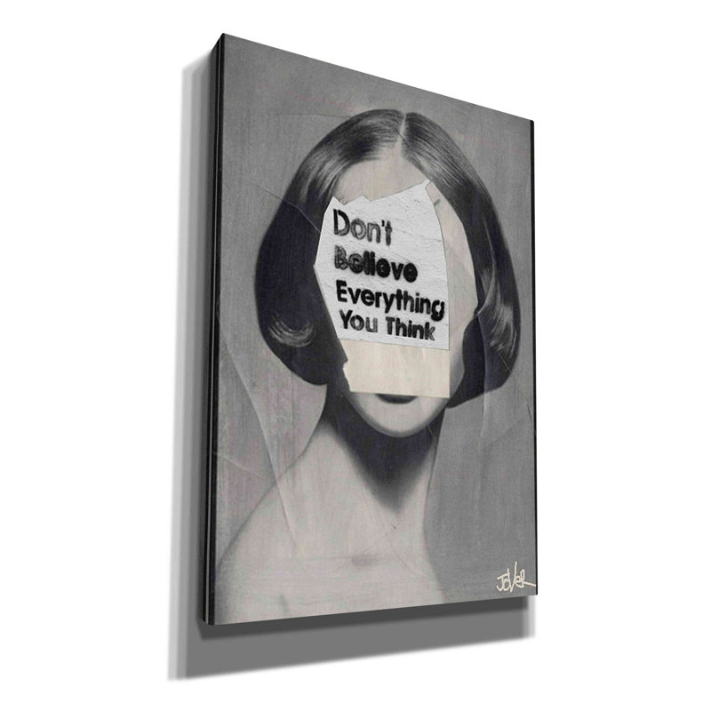 «Think» par Loui Jover, toile, art mural, H 26 po x l 18 po x P 0,75 po