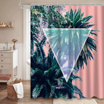 Awesome Nature Palm Trees Waterproof Shower Curtain with 12 Hooks